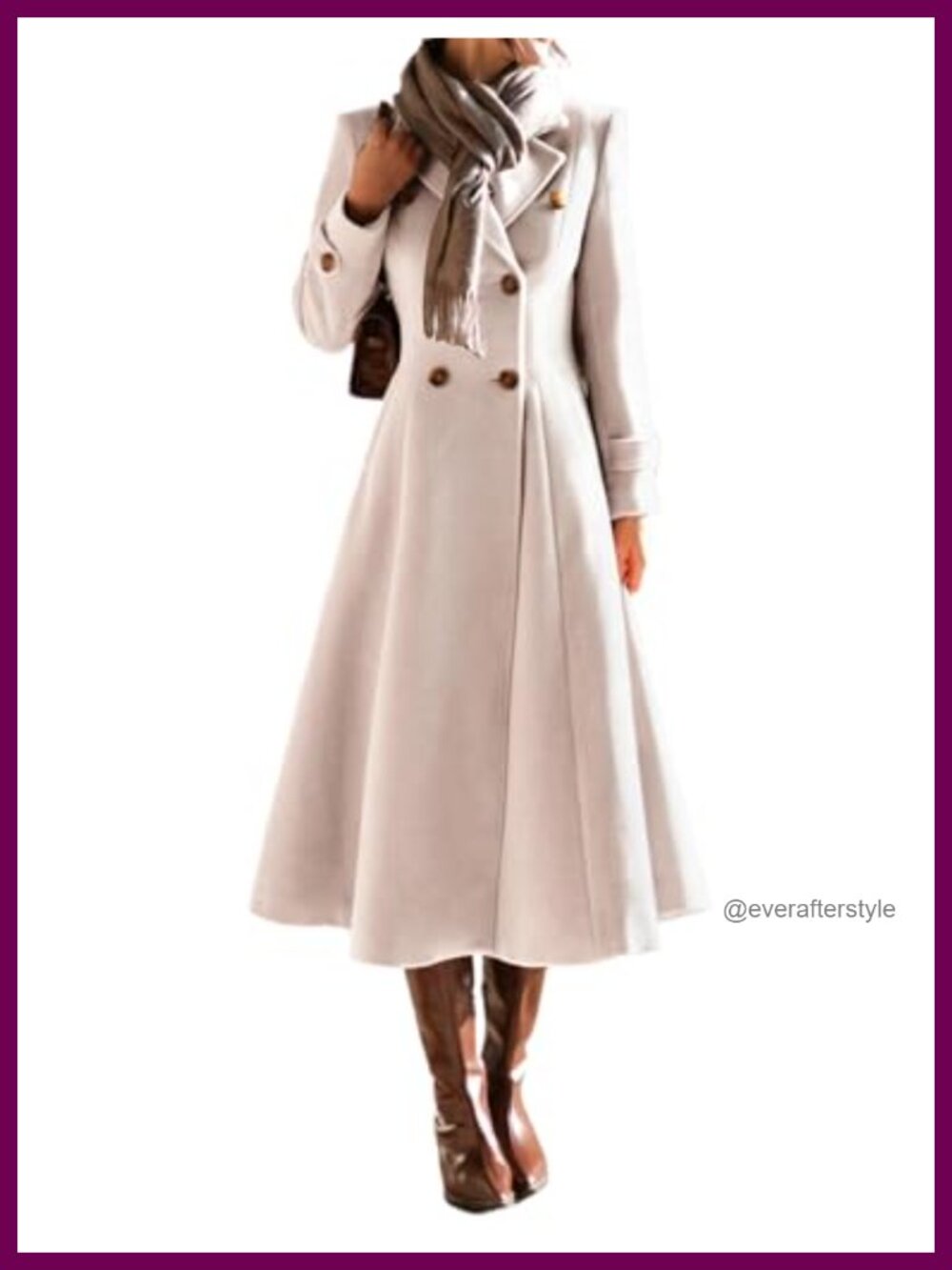 Womens Long Wool Blend Coat Double Breasted Trench Peacoat